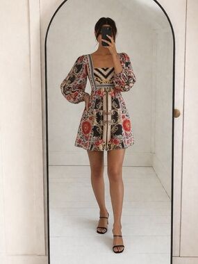 Anthropologie Nikasha Small Floral Mini Dress Puff Sleeve Bohemian